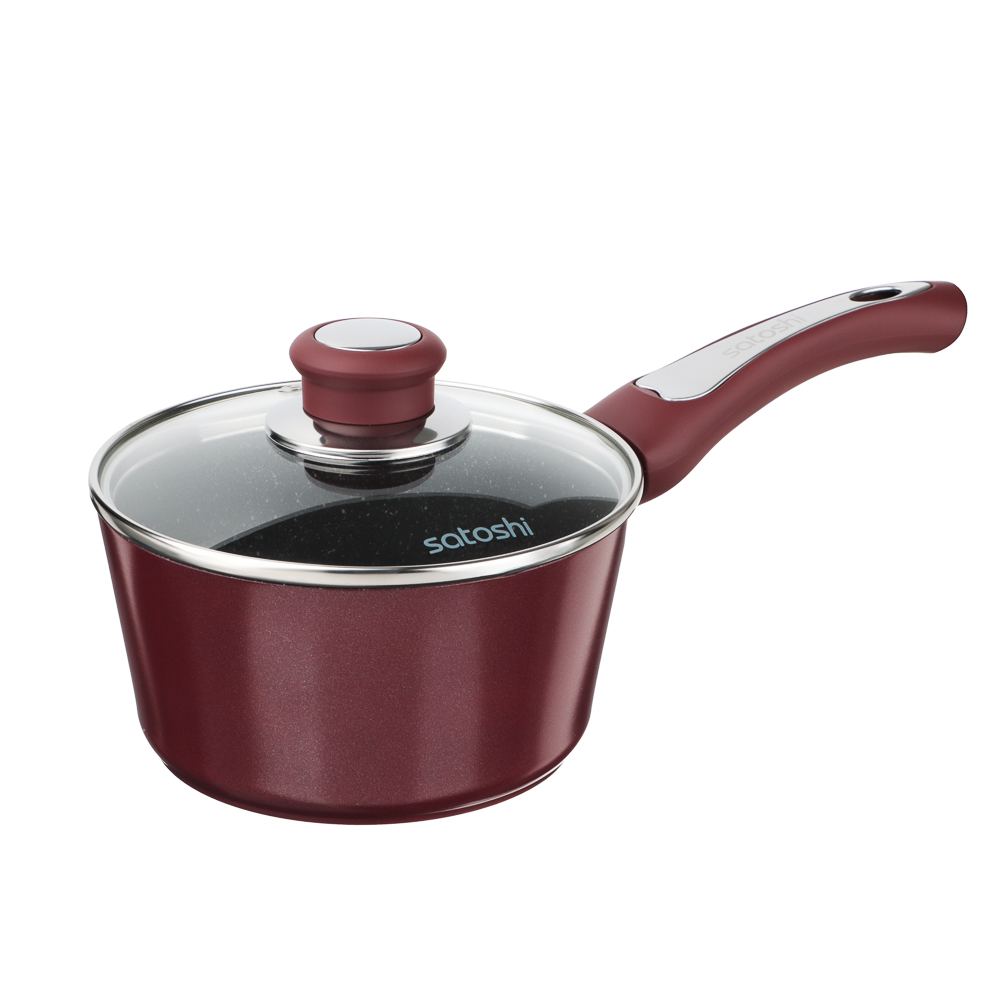 SATOSHI Ла Мери Ковш литой 1,3л, d16х8,5см, с крышкой, антипригарное покрытие мрамор, индукция, арт.№ 846-487