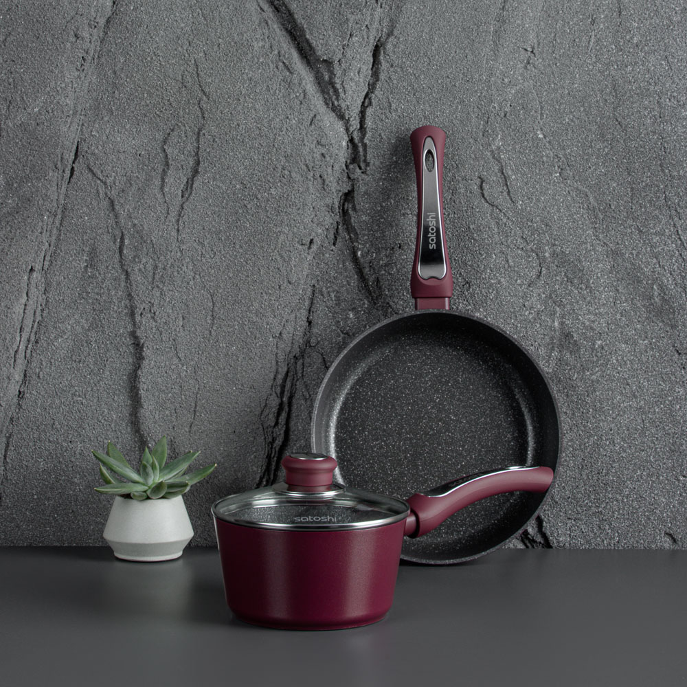 SATOSHI Ла Мери Ковш литой 1,3л, d16х8,5см, с крышкой, антипригарное покрытие мрамор, индукция, арт.№ 846-487