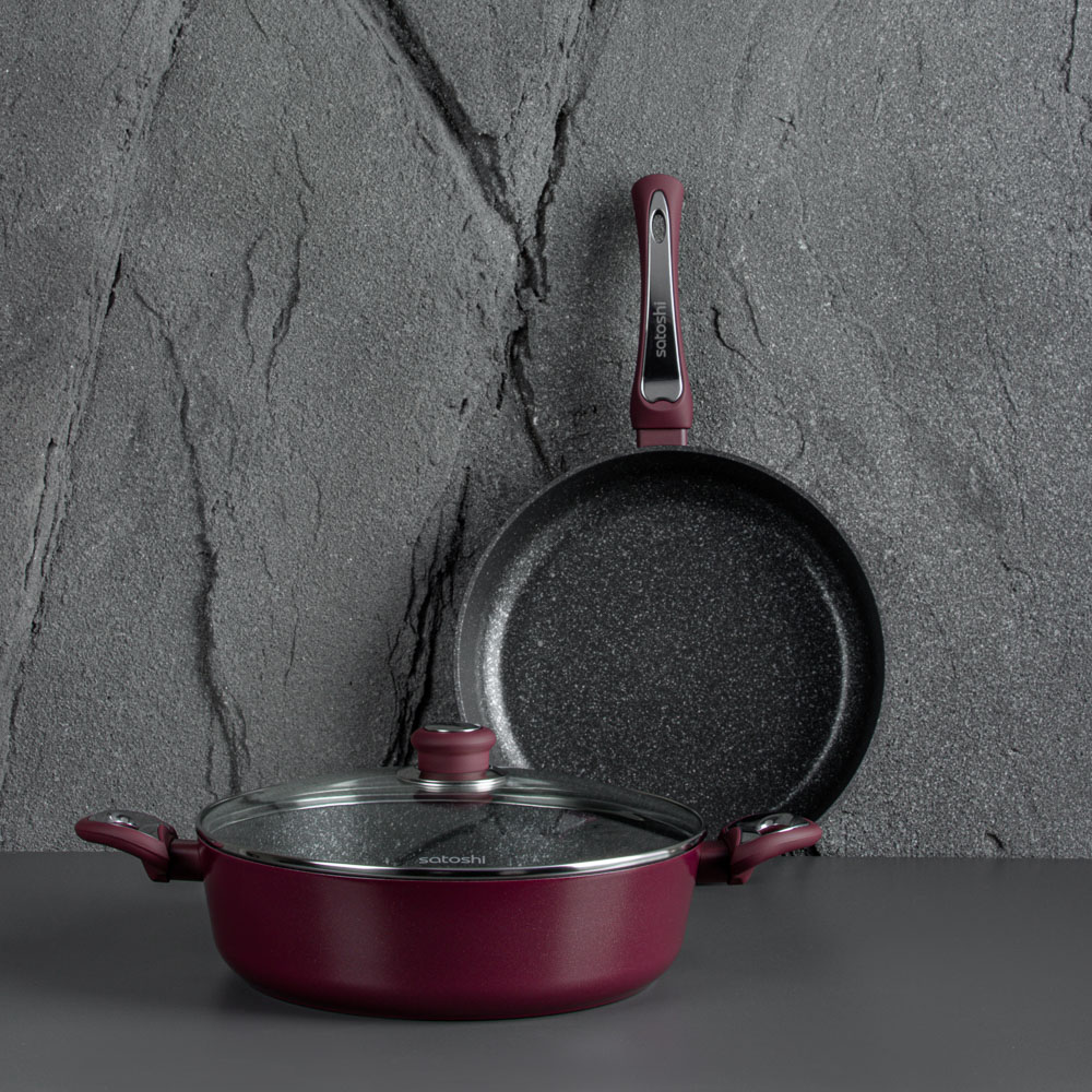 SATOSHI Ла Мери Сотейник литой 4,3л d=28х8см, с крышкой, антипригарное покрытие мрамор, индукция, арт.№ 846-488