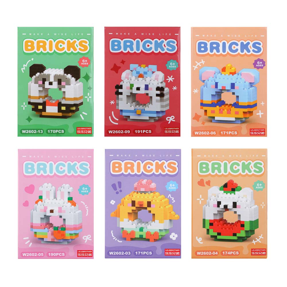 Конструктор мини 3D "ЗвероПончик", ABS, 7,8х4,1х11,3см, 12 видов, арт.№ 858-073