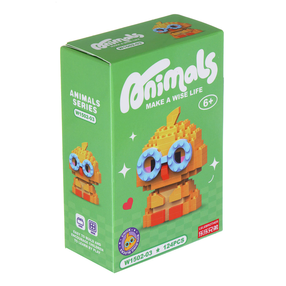 Конструктор мини 3D "Зверюшики", ABS, 7,8х4,1х11,3см, 6 видов, арт.№ 858-074