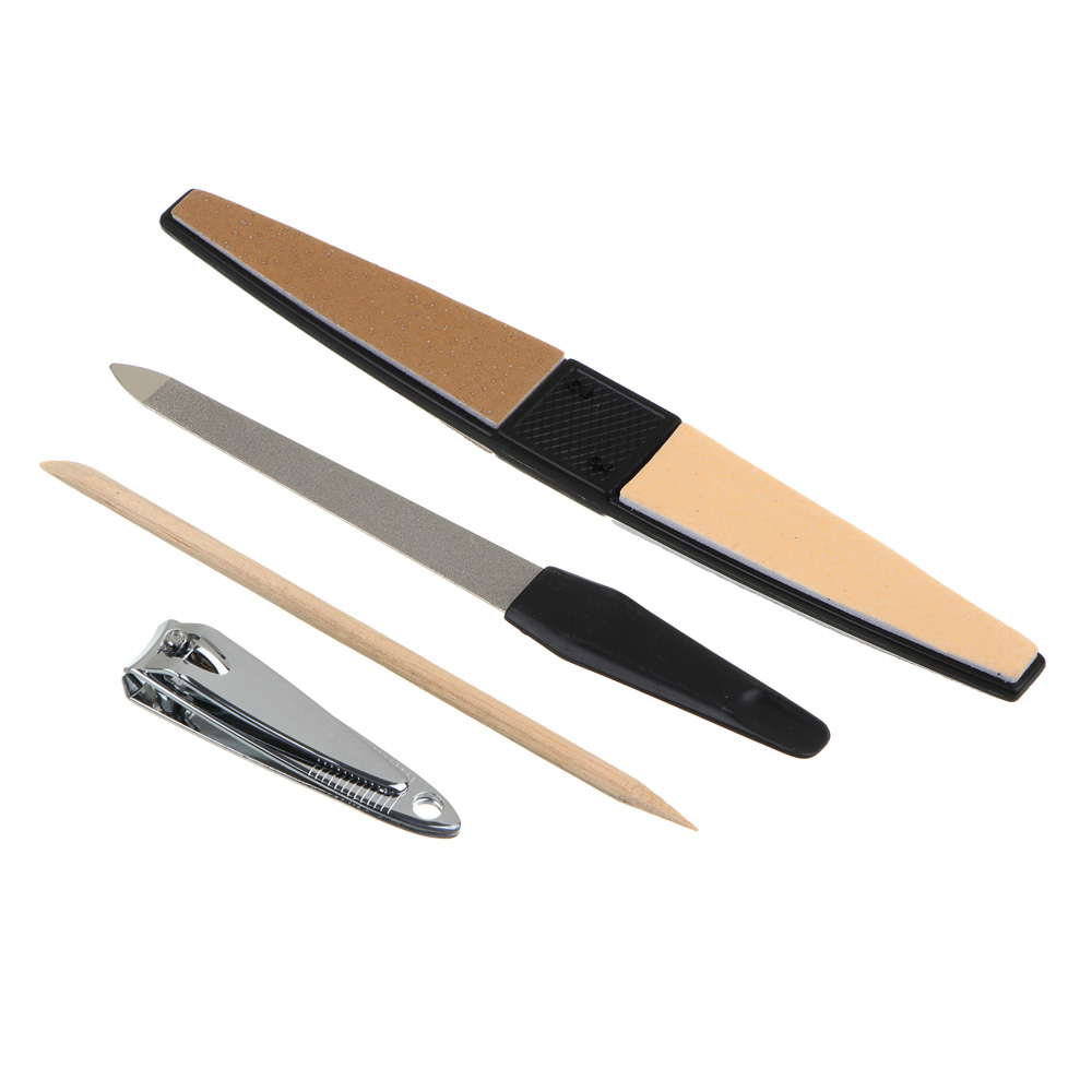 ЮНИLOOK Набор маникюрный 4 пр. (пилка 2шт, книпсер, палочка для маникюра), арт.10-13, арт.№ 305-419