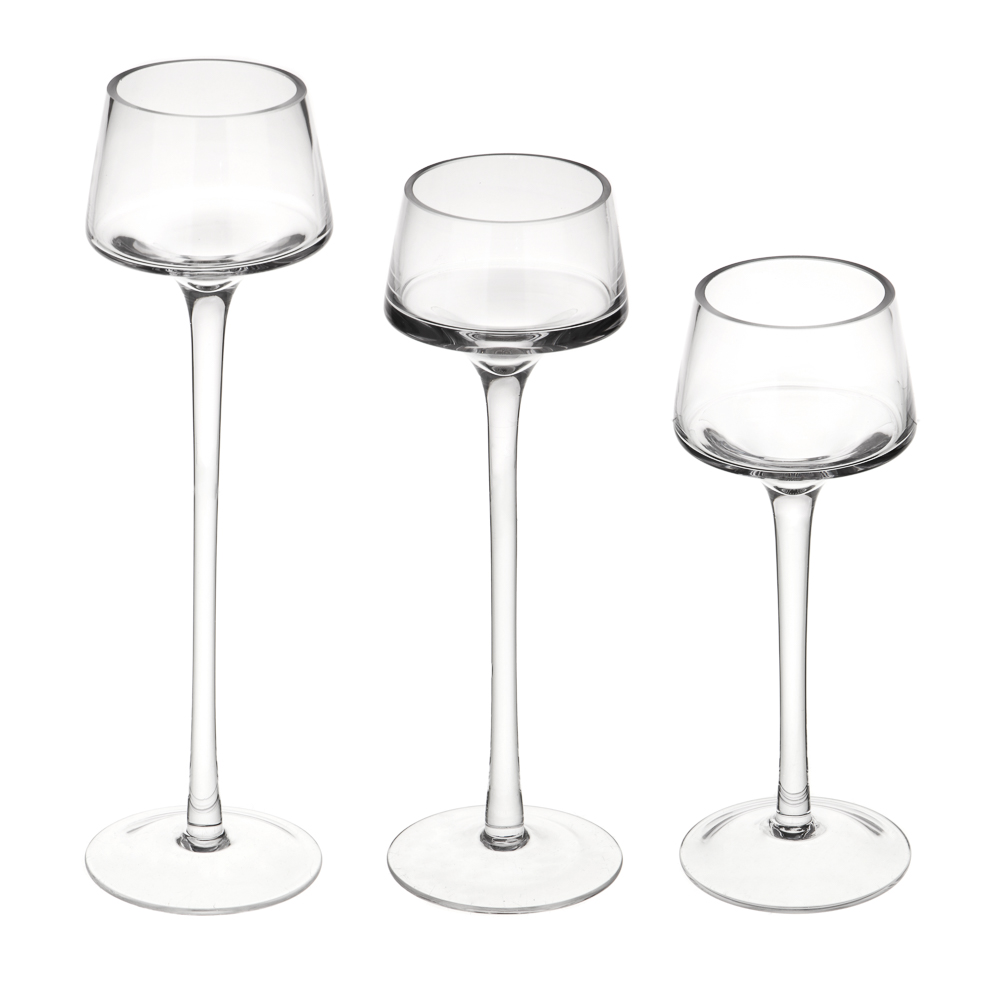 Набор из 3-х подсвечников, 20см, 23см, 26см, стекло, арт.75, арт.№ 477-220