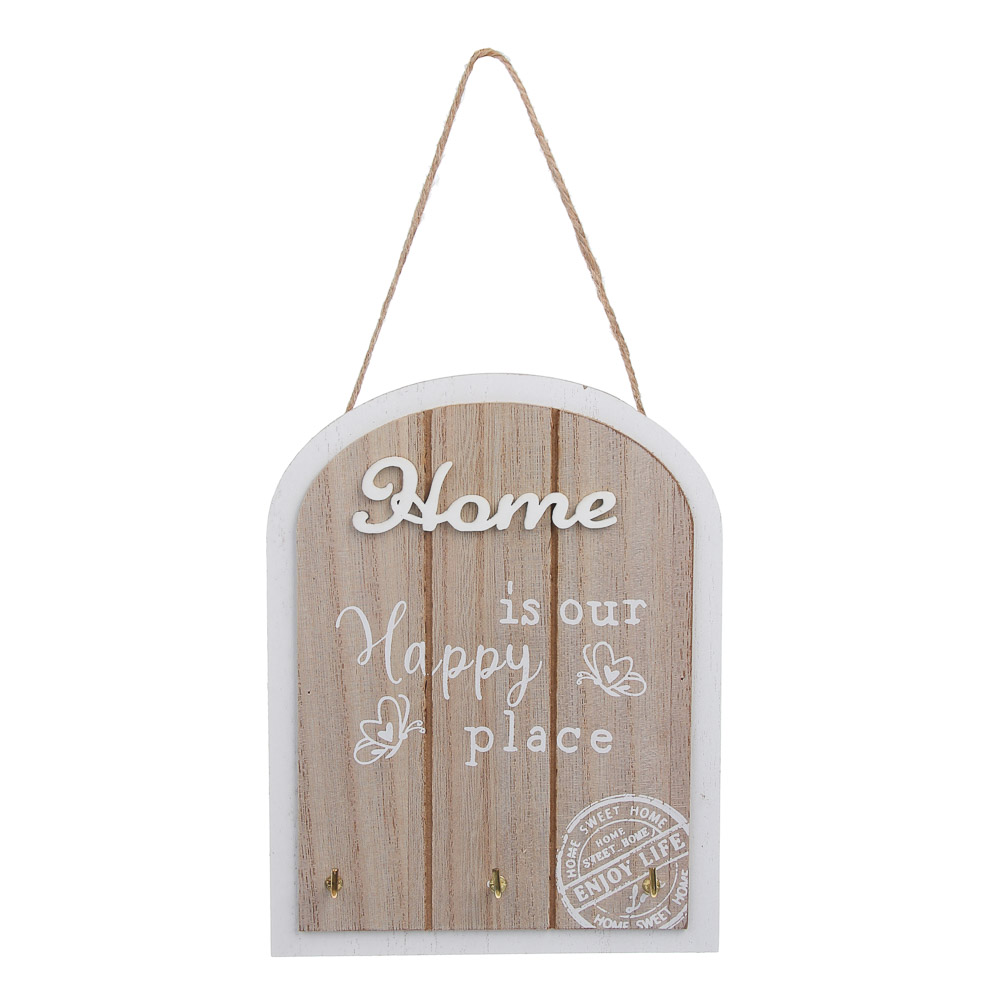 Ключница открытого типа, 3 крючка, 14,5x19x2,5см, МДФ, металл, 2 дизайна, арт.№ 510-236