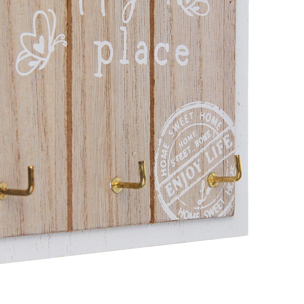 Ключница открытого типа, 3 крючка, 14,5x19x2,5см, МДФ, металл, 2 дизайна, арт.№ 510-236