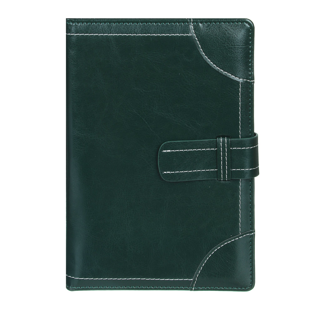 Ежедневник недатир."Брутал" А5, 320стр, тв.обл.с поролоном, накл.углы, прошивка, хлястик, ПУ, т-зел, арт.№ 572-066