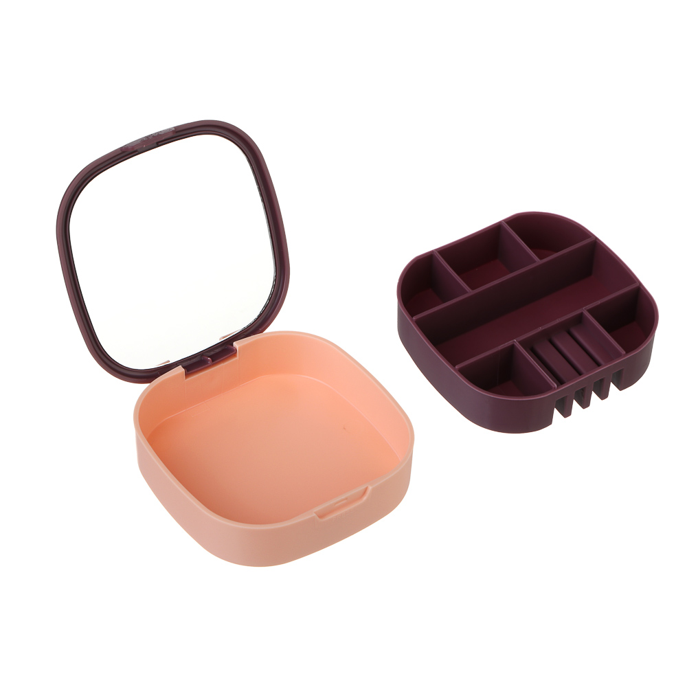 Шкатулка для украшений, 10x10x3 см, пластик, 2 цвета, арт.№ 504-968