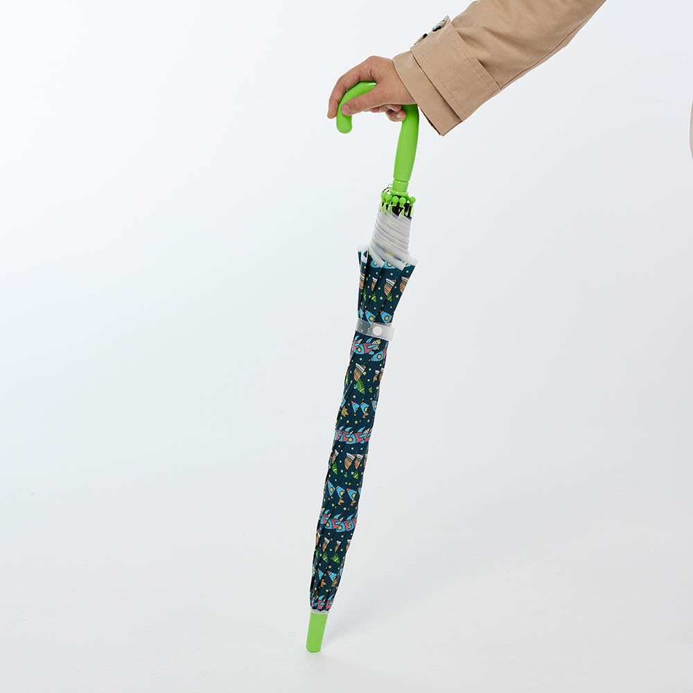 Зонт-трость, детский, POE, пластик, сплав, 50см, 8 спиц, космос зеленый, МП-3, арт.№ 302-383