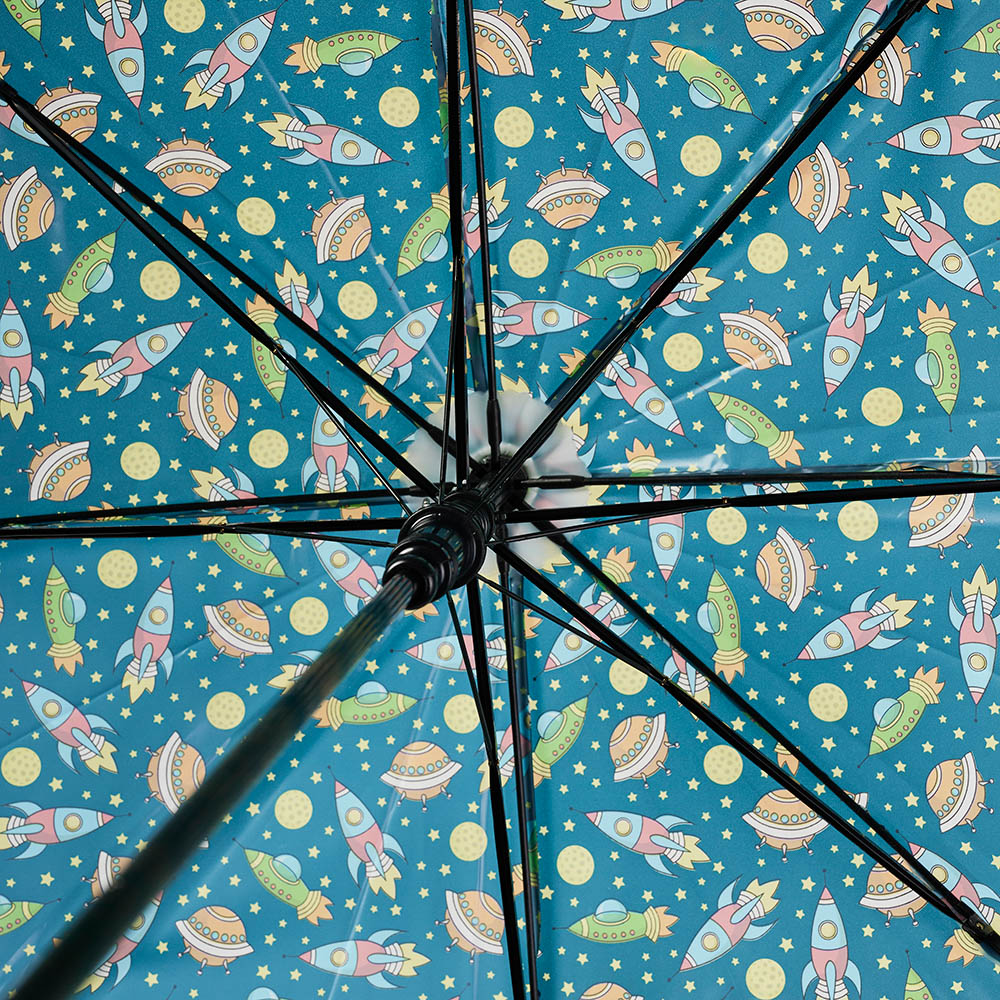 Зонт-трость, детский, POE, пластик, сплав, 50см, 8 спиц, космос зеленый, МП-3, арт.№ 302-383