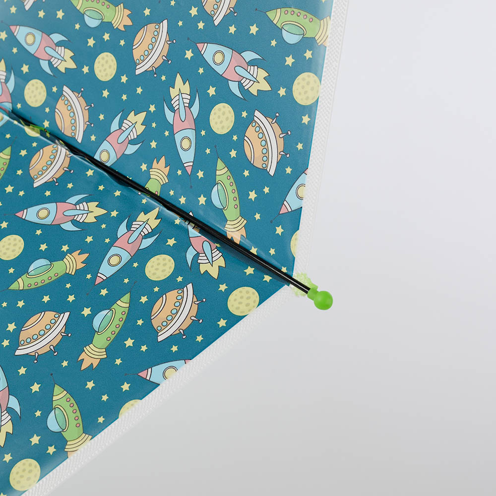 Зонт-трость, детский, POE, пластик, сплав, 50см, 8 спиц, космос зеленый, МП-3, арт.№ 302-383
