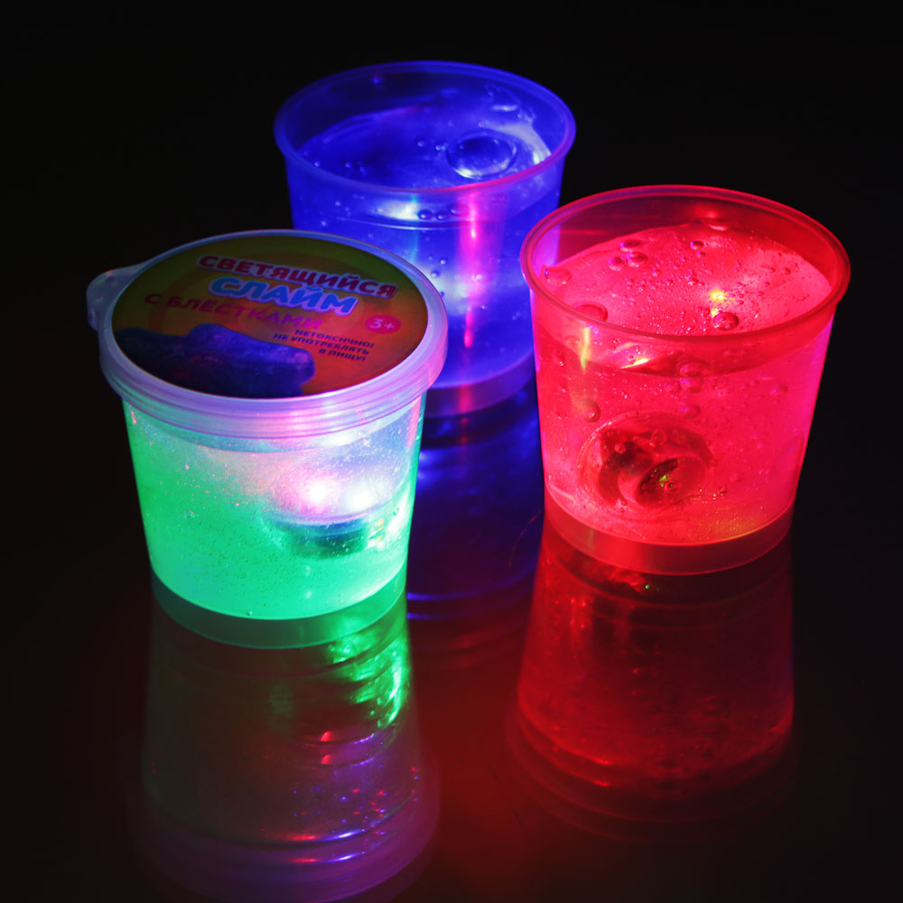 Слайм блестящий со светящимся шаром, полимер, 80 гр., арт.№ 218-013