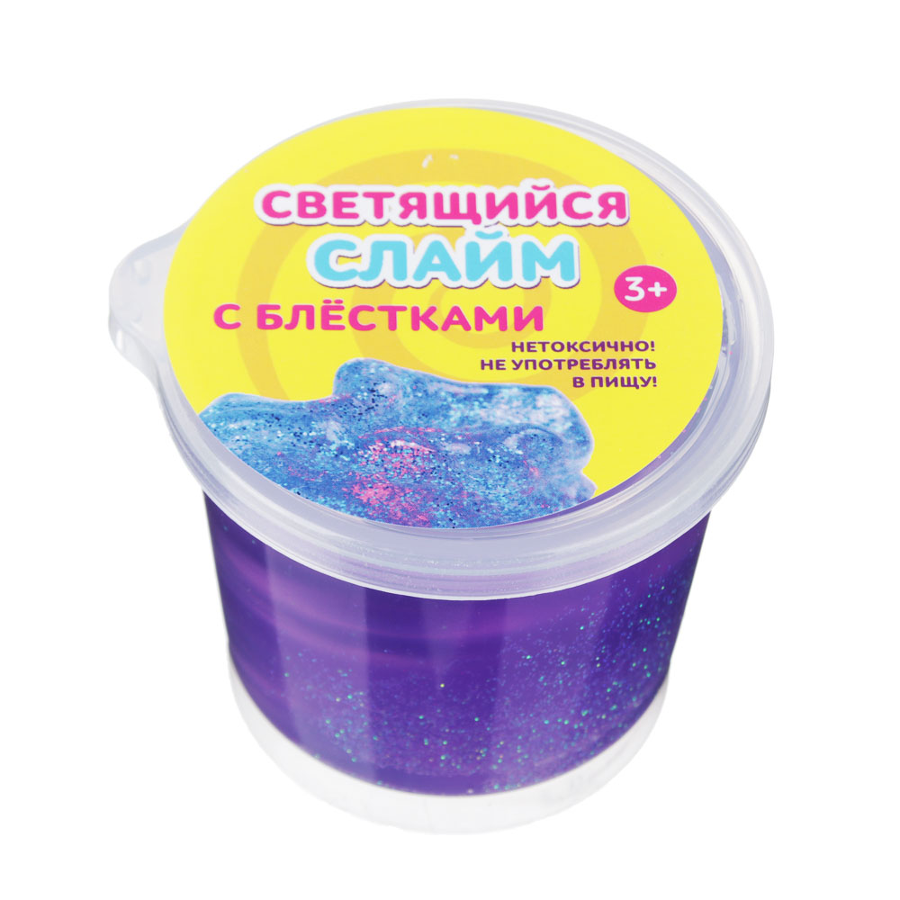 Слайм блестящий со светящимся шаром, полимер, 80 гр., арт.№ 218-013