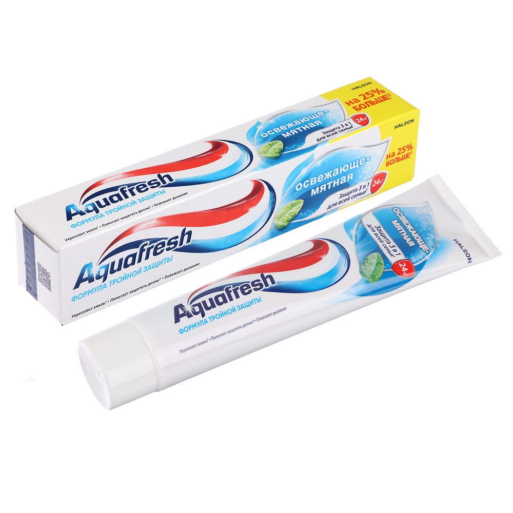 Зубная паста АКВАФРЕШ 3в1, освежающе-мятная, 125 мл, арт.№ 981-066