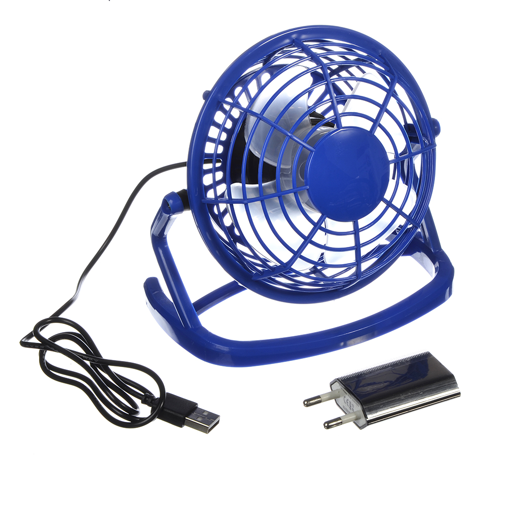 Вентилятор настольный мини, d10см, 4Вт, c USB адаптером для подключ к сети 220В, пластик, 4 цвета, арт.№ 243-002