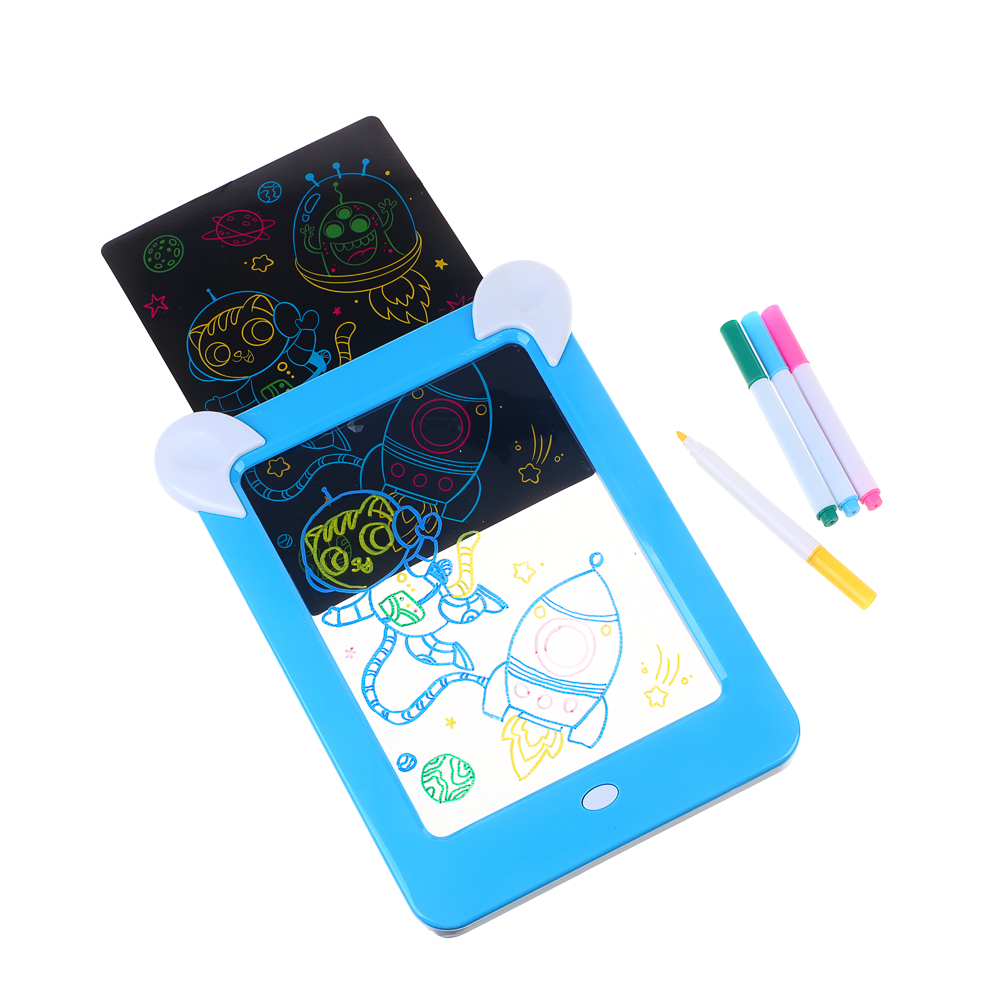 ХОББИХИТ Планшет магический со светом, 3хАА, ABS, PVC, 19х26х2,5 см, голубой, арт.№ 280-034