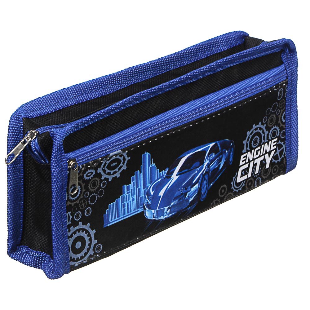 Энджин Сити Пенал мягкий прямоугольный, 21х9х4,5см, ПЭ, 1 карман, вставка из иск.кожи с печатью, арт.№ 238-249