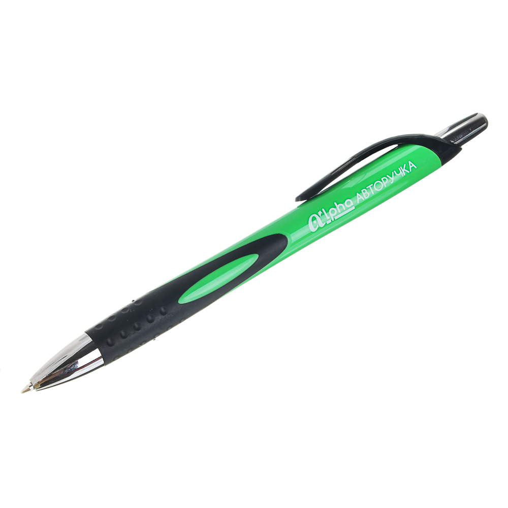 Авторучка шариковая синяя "Альфа", цв.корпус, фигурная резиновая вставка, пластик, 4 цв. Корпуса, арт.№ 626-026