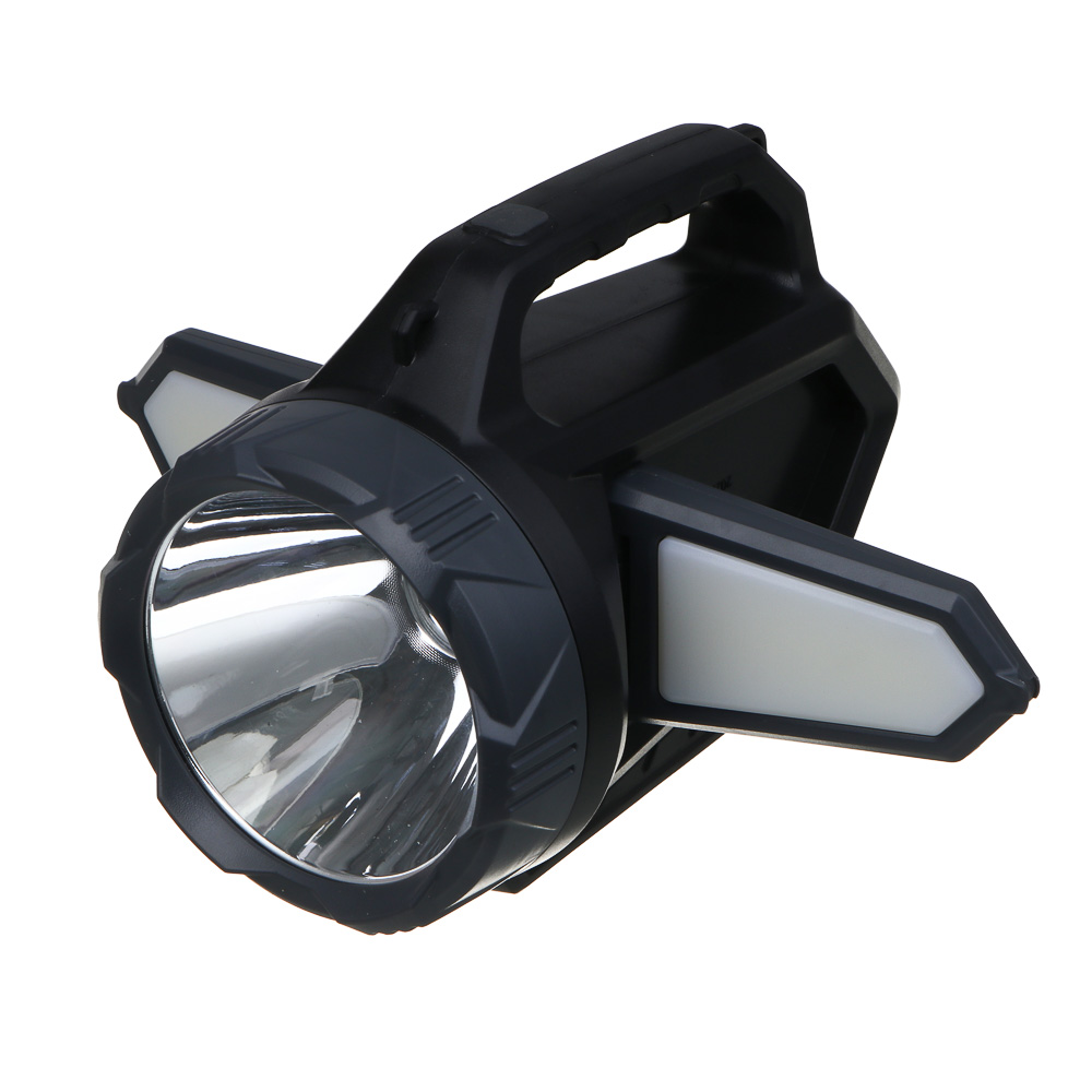 ЕРМАК Фонарь прожектор,LED,5 режимов,пластик,2400мАч,боков.фонари, красный свет, солн.батарея,Туре-С, арт.№ 223-078