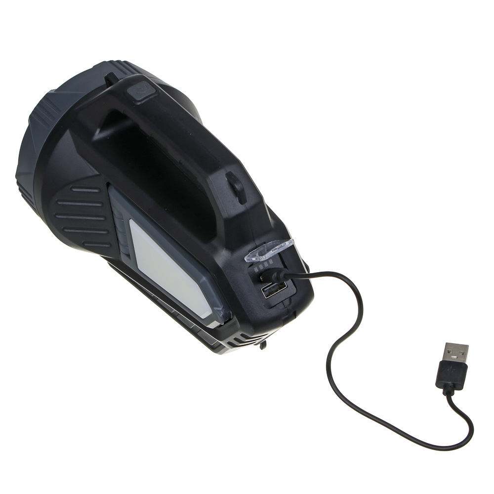 ЕРМАК Фонарь прожектор,LED,5 режимов,пластик,2400мАч,боков.фонари, красный свет, солн.батарея,Туре-С, арт.№ 223-078