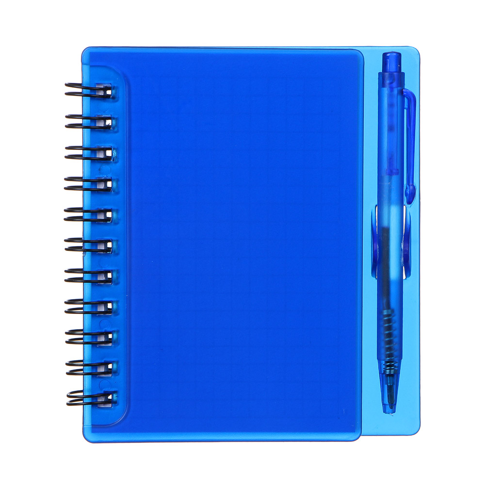 Записная книжка с ручкой 9,5х11см 80л., тв.пластик.обл., в клетку., арт.№ 574-005