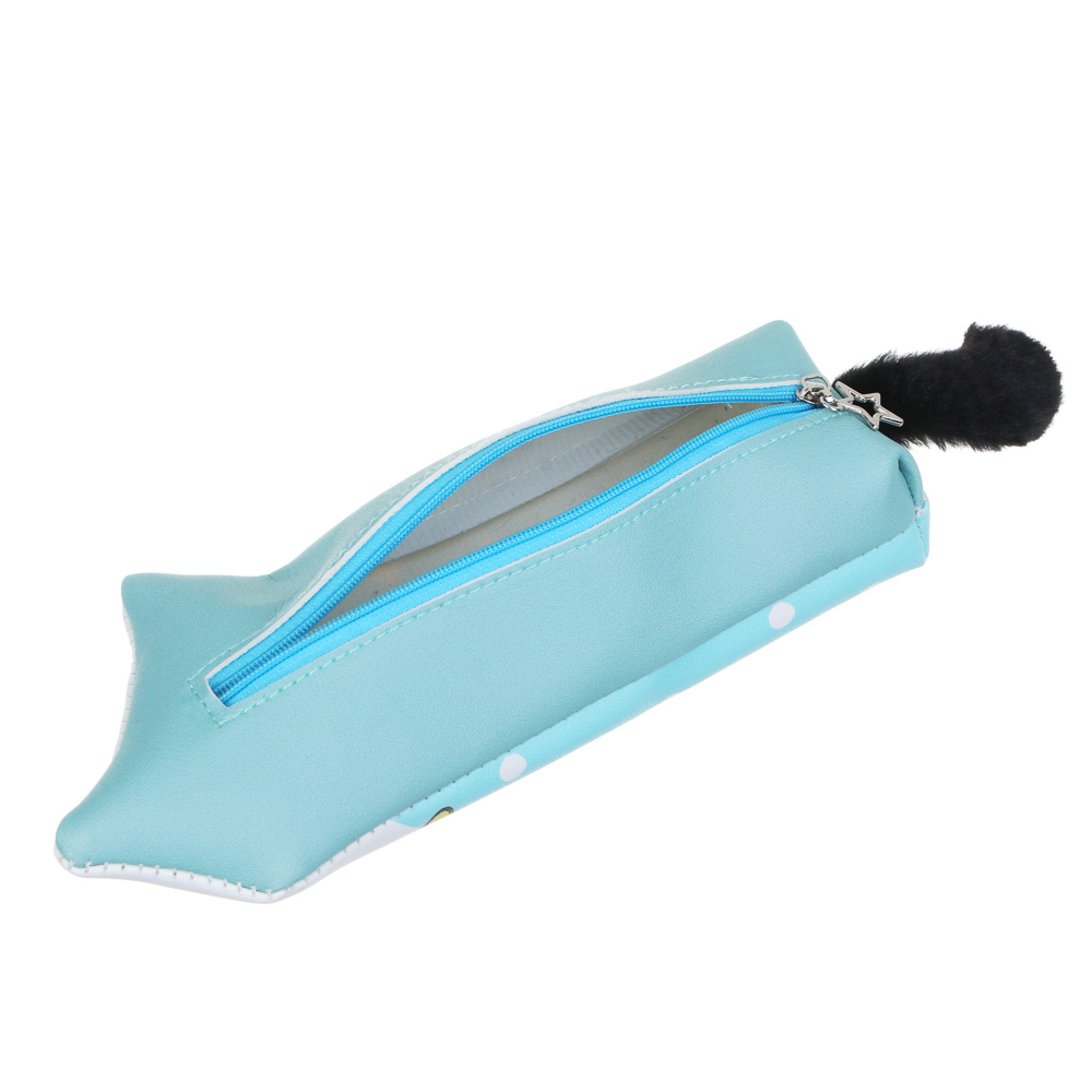 Пенал фигурный 23х9х3см, 1 отд., в форме собаки, иск.кожа с печатью, хвост-плюш, 3 дизайна, арт.№ 238-048