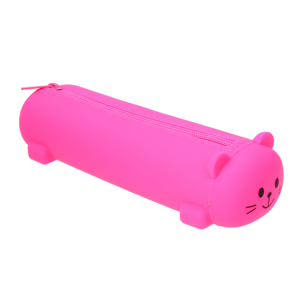 Пенал фигурный 20х7х4см, 1 отделение на молнии, в форме котика, силикон, арт.№ 238-049