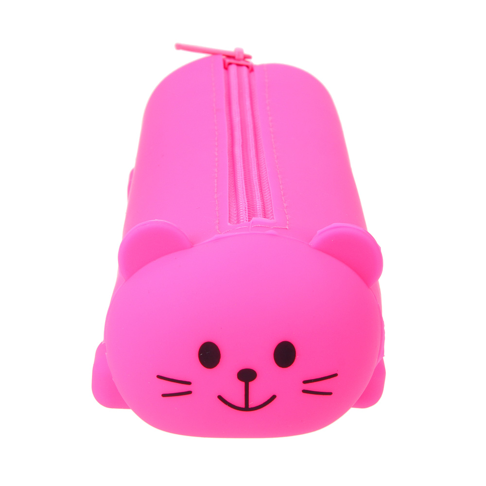 Пенал фигурный 20х7х4см, 1 отделение на молнии, в форме котика, силикон, арт.№ 238-049
