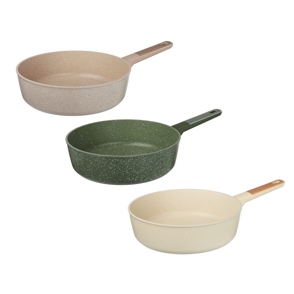 SATOSHI Кантри Сковорода литая глубокая d=28см, антипригарное покрытие мрамор, индукция, 3 цвета, арт.№ 846-762