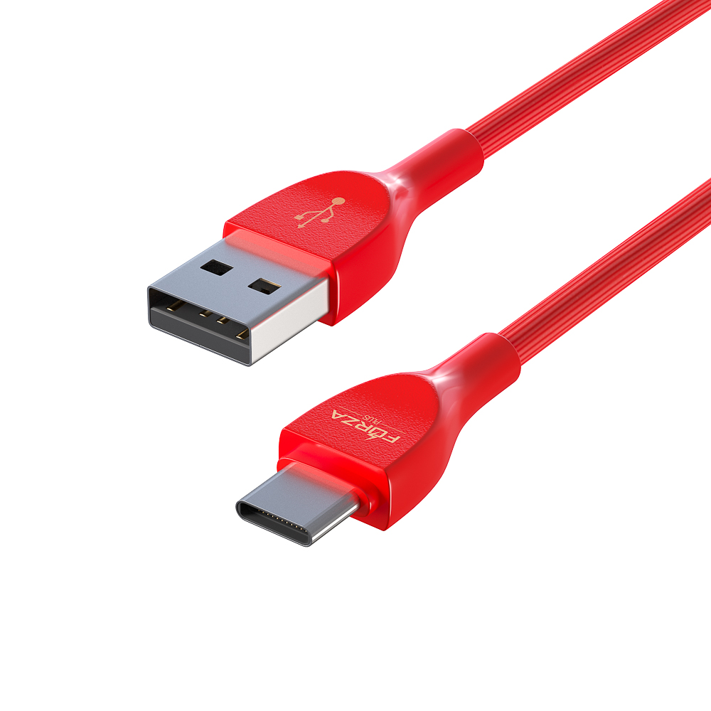 Кабель для зарядки USB(A)-Type C FORZA Акварель, 1м, 2А, 4 цвета, пакет, арт.№ 931-022