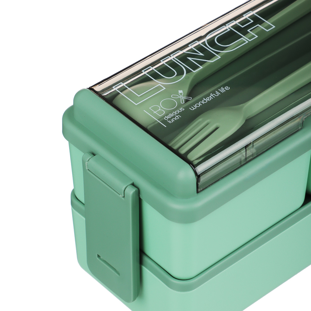 Ланч-бокс, 1400мл, со столовыми приборами (ложка вилка) PP/PS/TPR, арт.№ 841-888