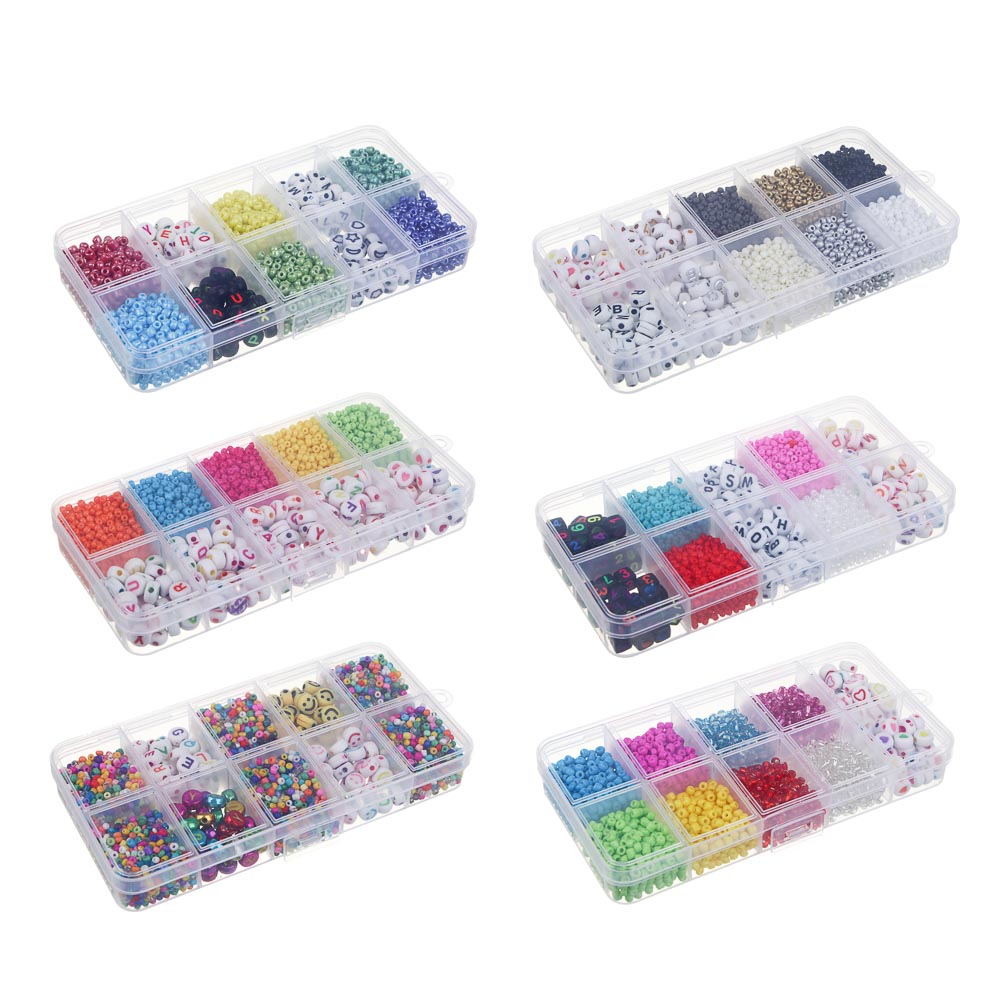 Набор для бисероплетения 10 отделений, пластик, стекло+нить, 6 дизайнов, арт.№ 366-247