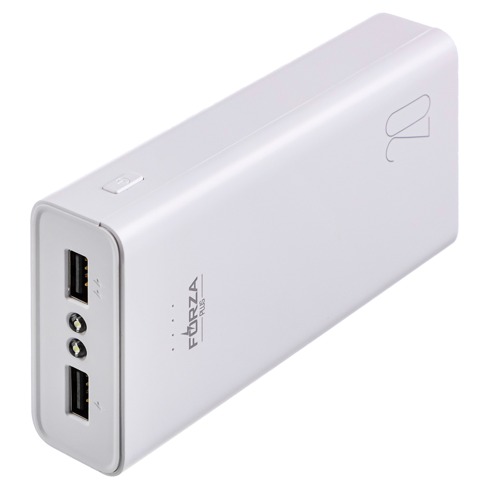 Аккумулятор мобильный FORZA 20000мАч, 2xUSB, 2А, фонарик, 2 цвета, арт.№ 916-163