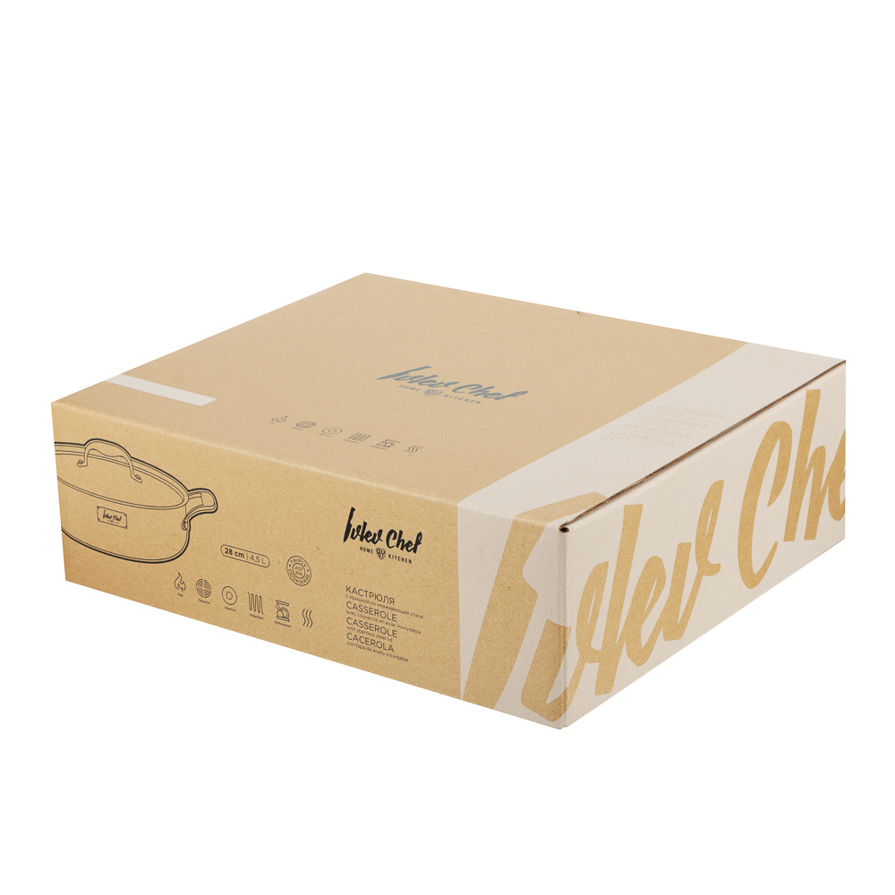 Ivlev Chef Ladoga Кастрюля 28х8см 4,5л, с нерж. крышкой, индукция, нерж.сталь 18/10, арт.№ 822-258