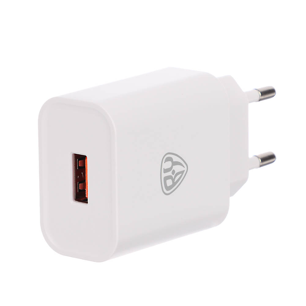 Сетевое зарядное устройство с кабелем BY Simple 18Вт,USB-A QC,каб Type-С,3А,100см,110-240В,белый, арт.№ 916-409