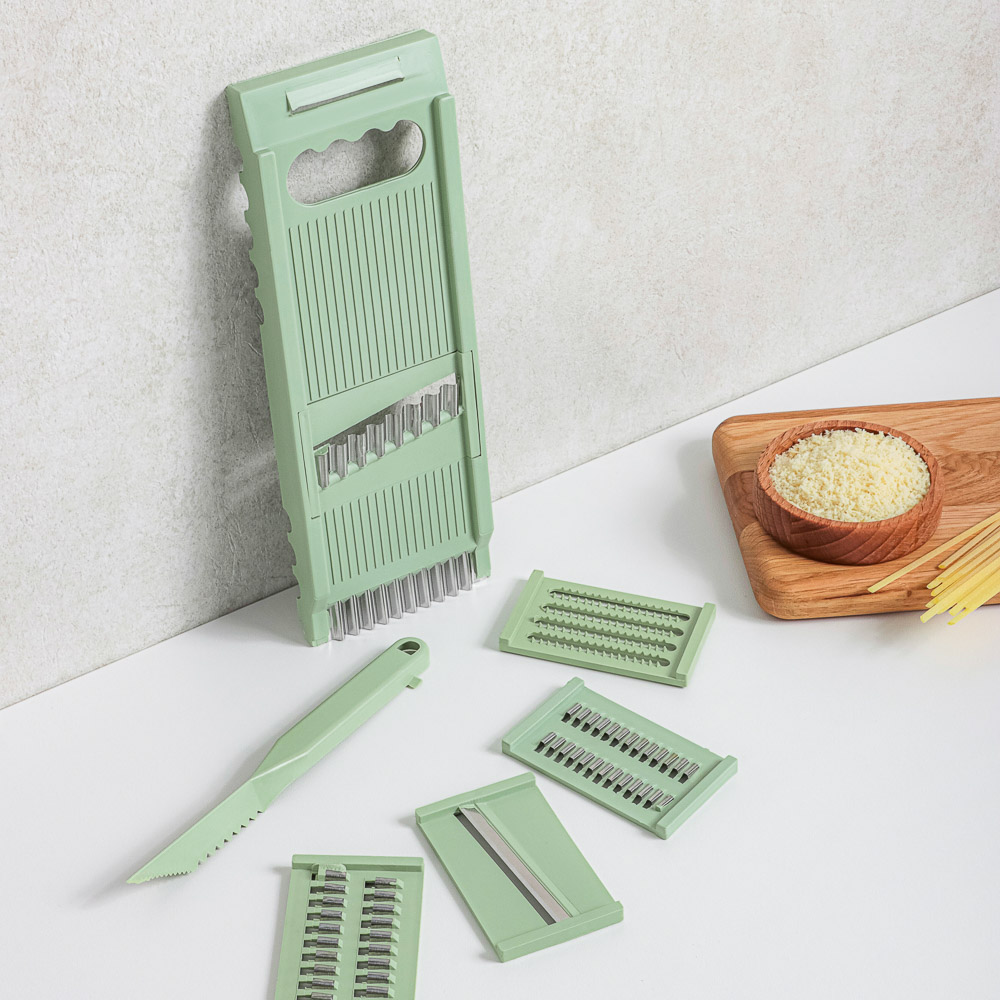 VETTA Терка многофункциональная со сменными лезвиями 25х8,5х2см, нерж.сталь, полипропилен, 7 пр, арт.№ 885-272