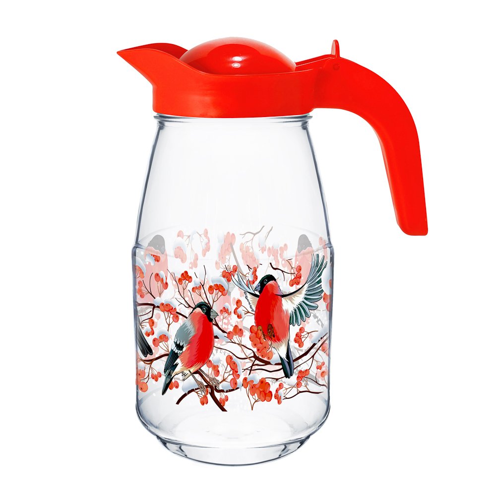 Кувшин с крышкой 1,5л, Зимние забавы, стекло, арт.№ 878-558