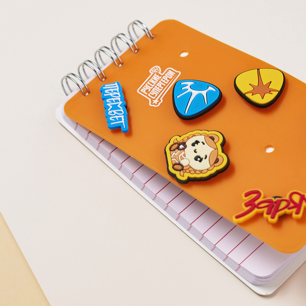 BY Русские Супергерои Блокнот на спирали, 80л., обложка силикон, 6 съемных фигурок, "Кавай", арт.№ 801-004