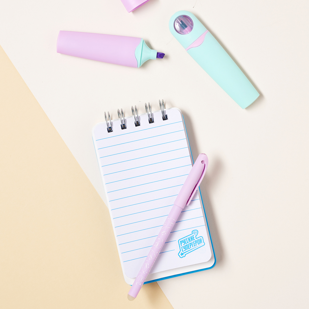 BY Русские Супергерои Блокнот на спирали, 80л., обложка силикон, 6 съемных фигурок, "Кавай", арт.№ 801-004