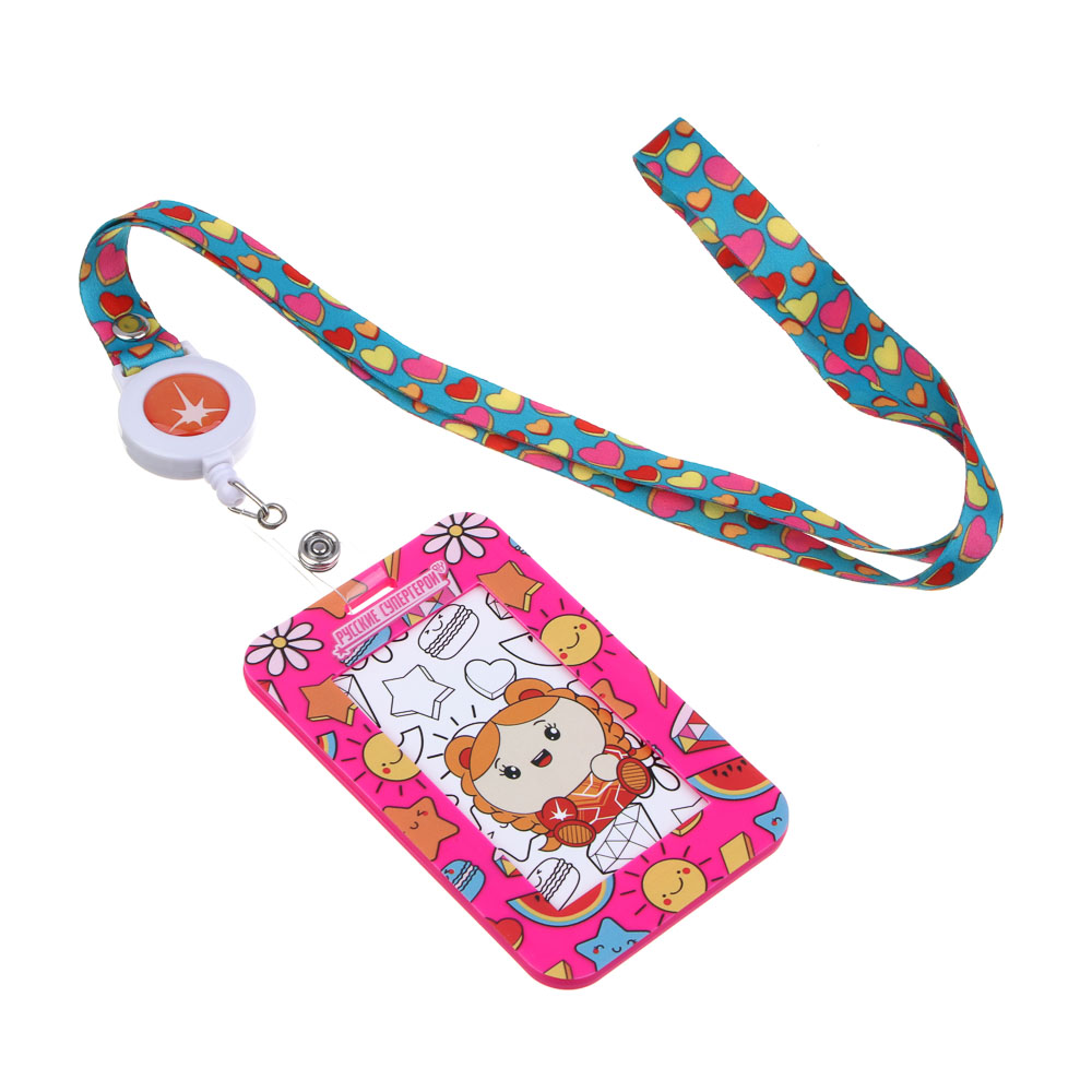 BY Русские Супергерои Чехол для карты, бейджа, пропуска, 11x7см, карабин, рулетка, "Заря Кавай", арт.№ 801-006