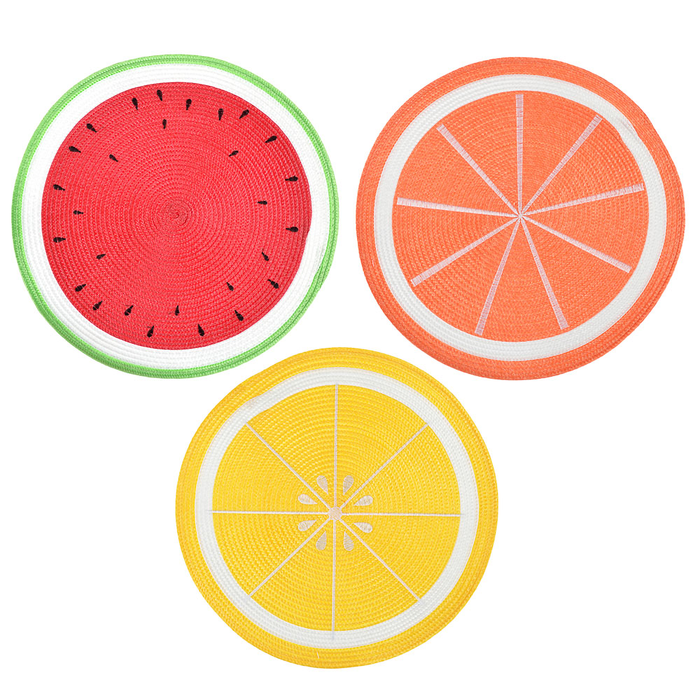 Салфетка сервировочная, d38см, "Фрукты лета" 3 дизайна, арт.№ 890-329