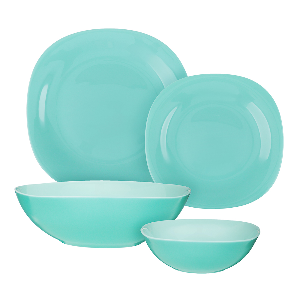 MILLIMI Грин Набор столовой посуды 19 пр., квадратный, опаловое стекло, арт.№ 818-140