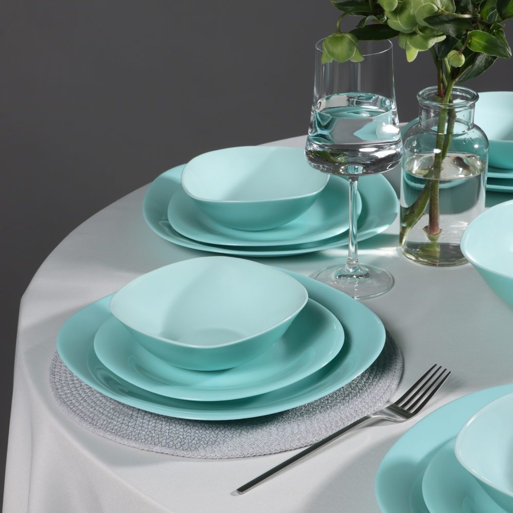 MILLIMI Грин Набор столовой посуды 19 пр., квадратный, опаловое стекло, арт.№ 818-140