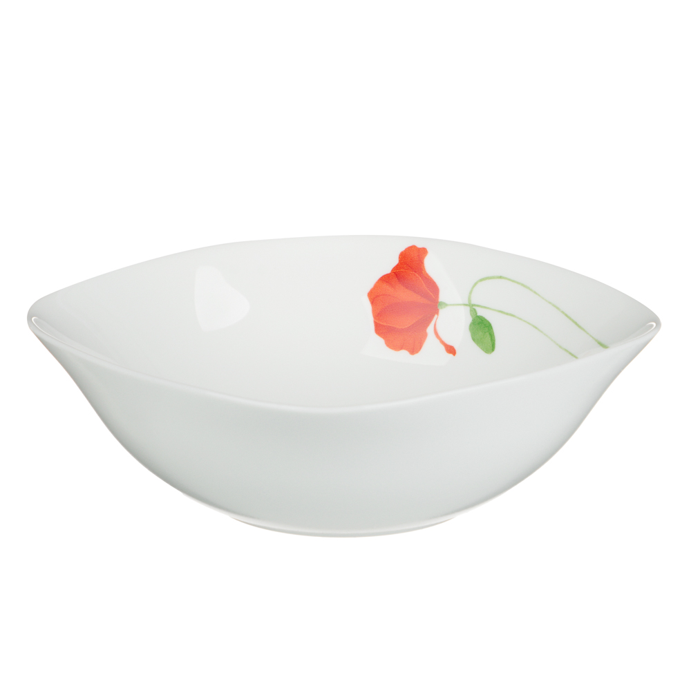 MILLIMI Маки Салатник, опаловое стекло, 480мл, 16.5х5.5см, квадратная форма, арт.№ 818-310