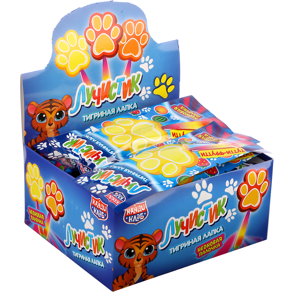Карамель на неоновой палочке "Лучистик Тигриная лапка" 10гр, арт.№ 347-374