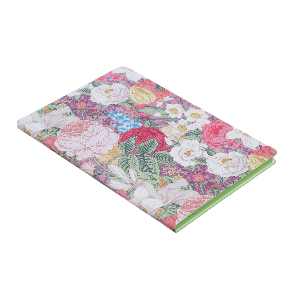 Бизнес - блокнот "ЦВЕТЫ" А5, 192 стр., гибкая обл., иск.кожа с печатью, цветной срез, 3 дизайна, арт.№ 572-208