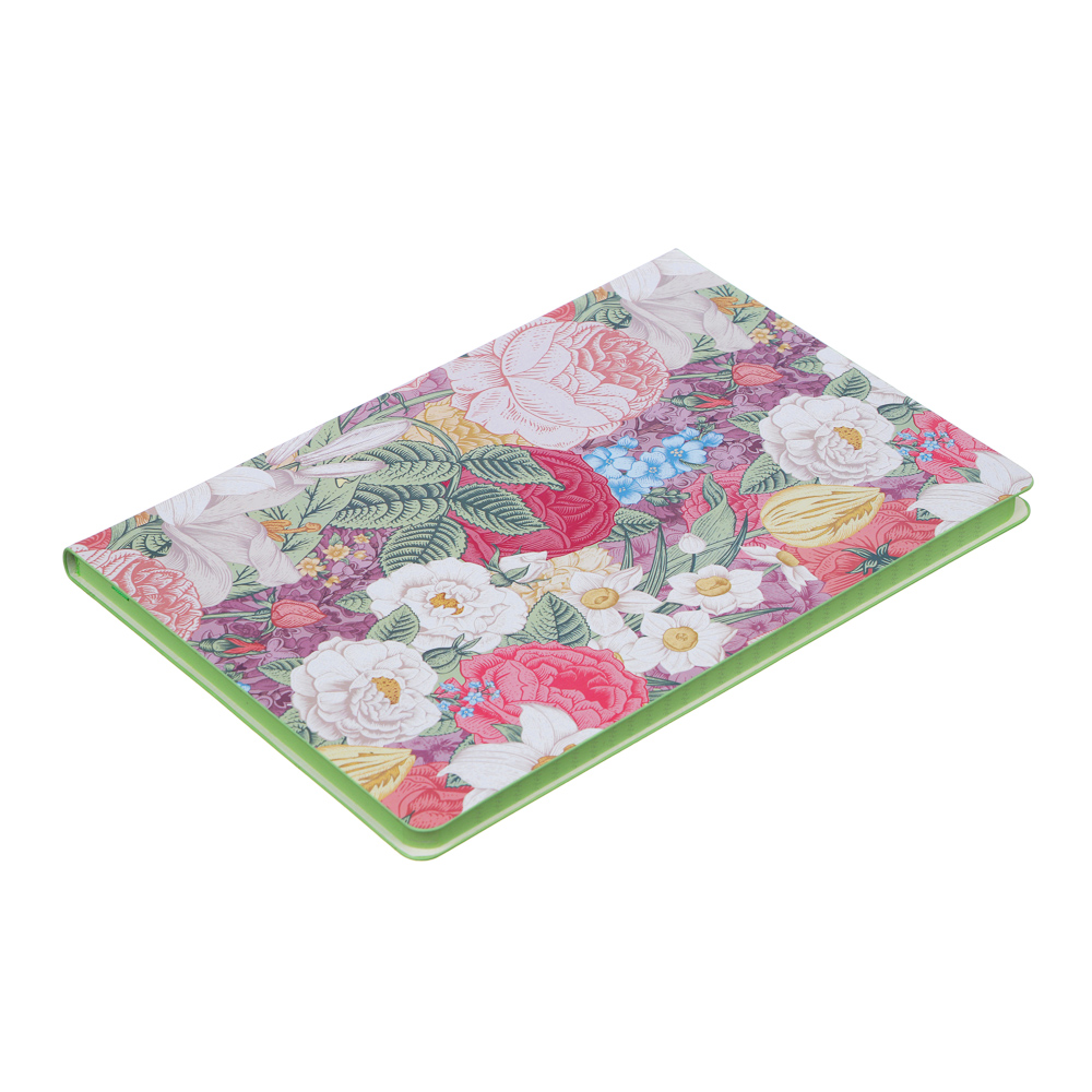 Бизнес - блокнот "ЦВЕТЫ" А5, 192 стр., гибкая обл., иск.кожа с печатью, цветной срез, 3 дизайна, арт.№ 572-208