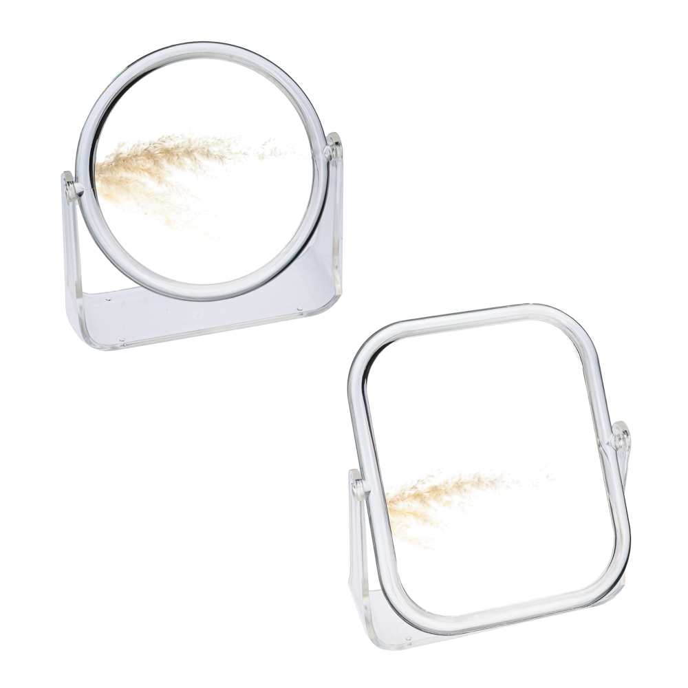 ЮНИLOOK Зеркало настольное, пластик, стекло, 15x18/d14см, 2 дизайна, арт.№ 347-003