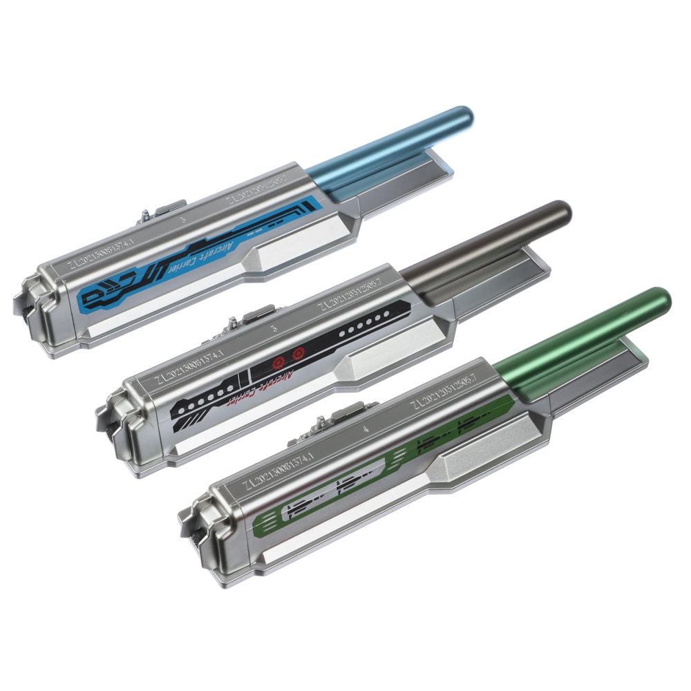 Ручка шариковая синяя в футляре в форме авианосца, подсветка, пластик, арт.№ 591-086