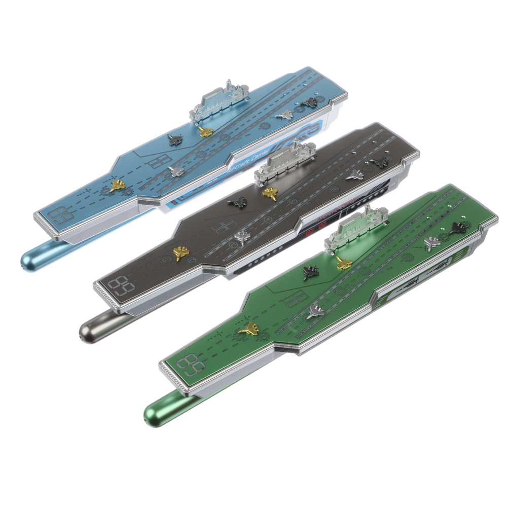 Ручка шариковая синяя в футляре в форме авианосца, подсветка, пластик, арт.№ 591-086