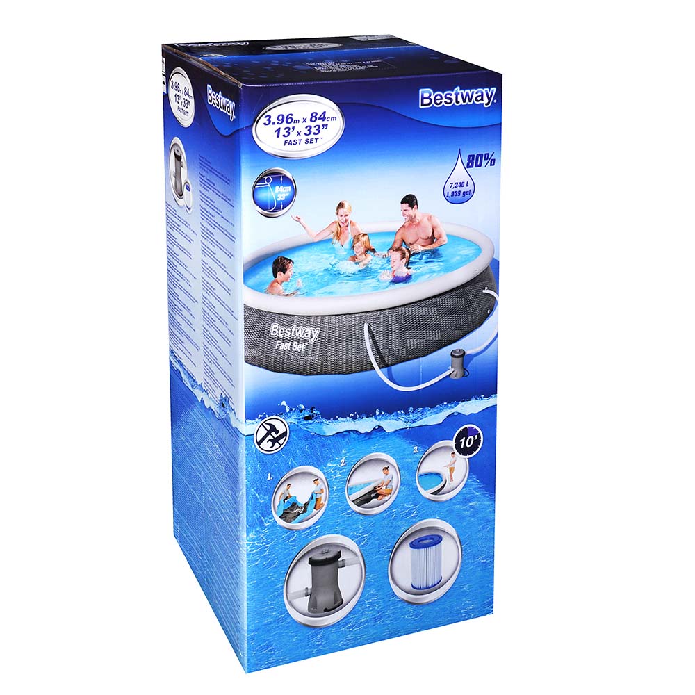 BESTWAY Бассейн надувной Fast Set, фильтр-насос, PVC, 396х84см, 57376, арт.№ 012-011